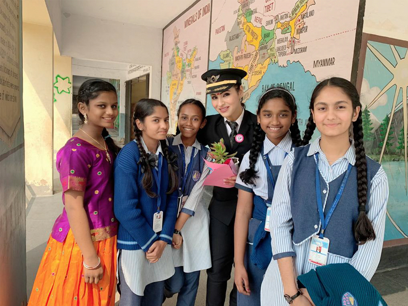 captain zoya with students