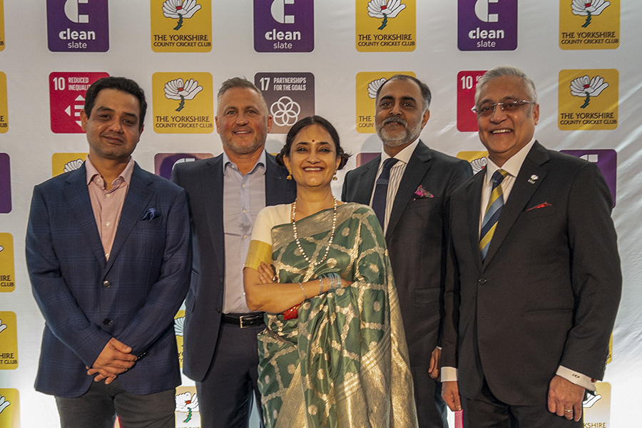 From left: Karnesh Ssharma, founder, Clean Slate Filmz; Darren Gough, managing director, Yorkshire Cricket; Anvitaa Dutt, co-founder, Clean Slate OTT; Amreesh Chandra co-founder Clean Slate Filmz; and Lord Kamlesh Patel, chairman, Yorkshire County Cricket Club