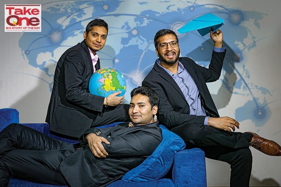 (From left) Rikant, Prashant and Nishant Pitti, co-founders, EaseMyTrip<br>Image: Madhu Kapparath