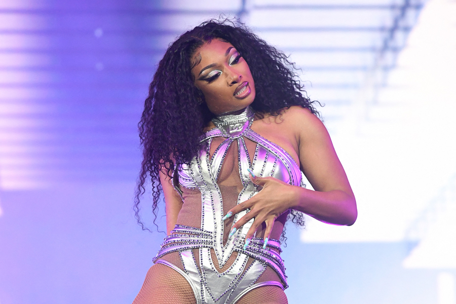 Megan Thee Stallion wore a bodysuit with suggestive cut-outs at the Coachella festival.
Image: Valerie Macon / AFP