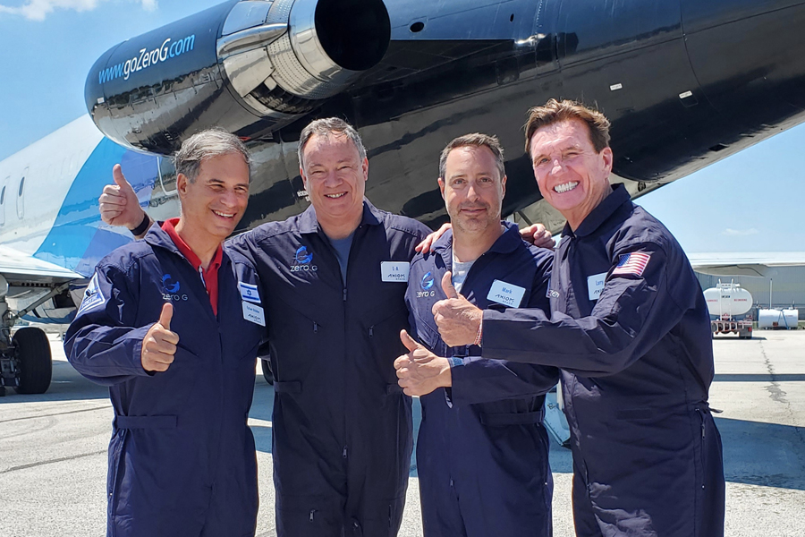 The crew of the first fully private mission to the International Space Station, which includes three businessmen and a former NASA astronaut. (Credit: Axiom Space/ AFP)