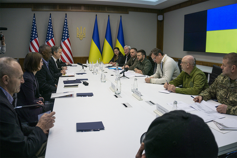 US Secretary of State Antony Blinken and Secretary of Defense Lloyd Austin traveled to Kyiv Sunday, the first visit by high-level American representatives to Ukraine since Russia invaded, US officials said. Blinken and Austin announced during the trip the gradual return of US diplomats to Ukraine starting 