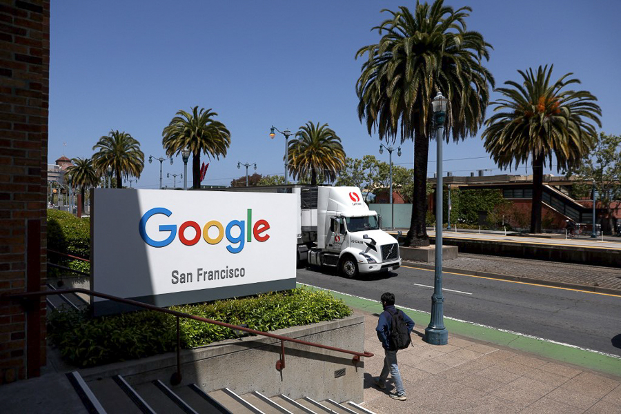A view of Google office in San Francisco, California, April 26, 2022 . Google parent company Alphabet reported first quarter earnings yesterday after the closing bell.
Justin Sullivan/Getty Images via AFP 