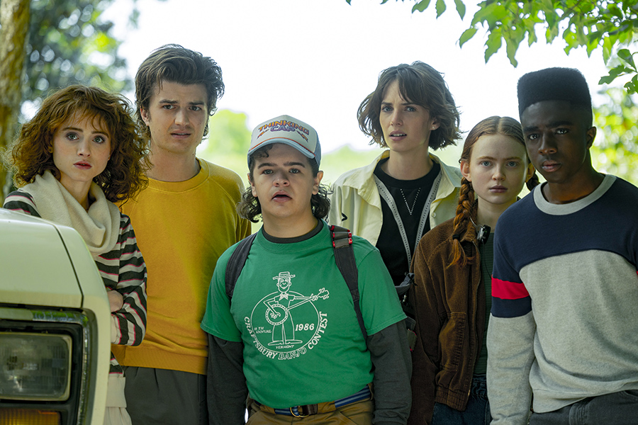 Max Mayfield (pictured second from right) played by Sadie Sink in the series 