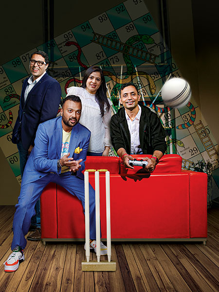 
(From Left) For Bhavin Pandya, co-founder of Games24X7, Harsh Jain, co-founder of Dream Sports, Supreet Raju, co-founder of OneRare, and Piyush Kumar, founder of Rooter, as well as several others like them, the game has just begun