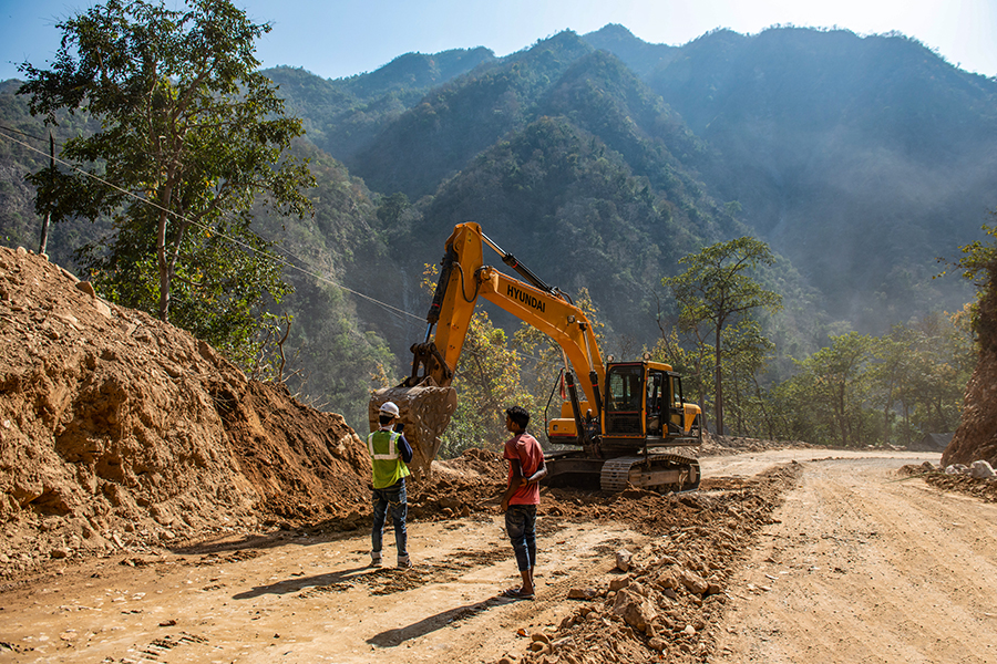 (File Image) Uttarakhand, India: construction work in progress of Road-widening projects in Uttarakhand called CharDham Yatra Marg Project or Char dham road Project, rishikesh badrinath highway.