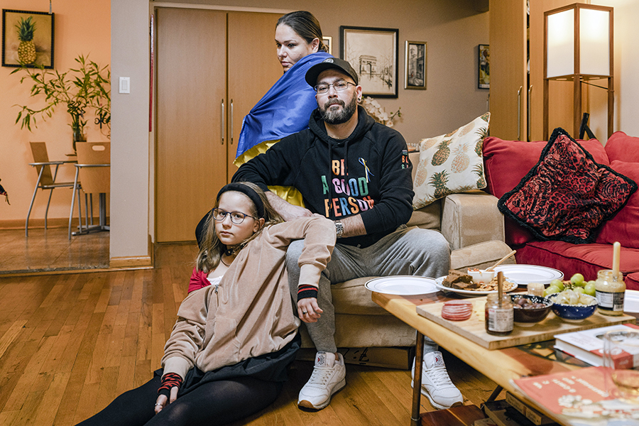 Ivan Danyliuk, a waiter at Veselka, the popular Ukrainian restaurant in Manhattan, at his home in Queens on Tuesday, March 8, 2022. Danyliuk is among a growing number of Ukrainians in New York and across the country, many of whom have never fired a weapon, who are heeding Ukrainian President Volodymyr Zelensky’s call to join the front line against Russia. (Sasha Maslov/The New York Times)