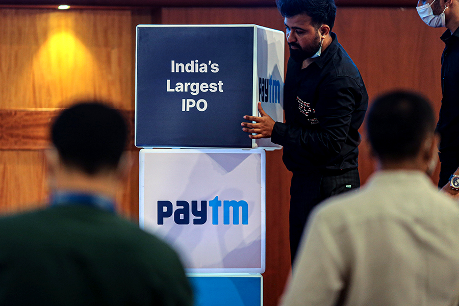 Vijay Shekhar Sharma led-Paytm’s shares closed at Rs 592.40 per share, down 12.28 percent from today’s opening Image: Dhiraj Sing/Bloomberg via Getty Images