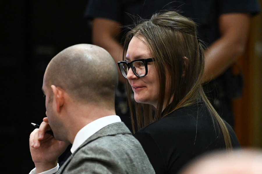 A file photo of the fake German heiress Anna Sorokin next to her attorney during her sentencing at Manhattan Supreme Court May 9, 2019 following her conviction. (Credit: Timothy A. Clary /AFP via Getty Images)