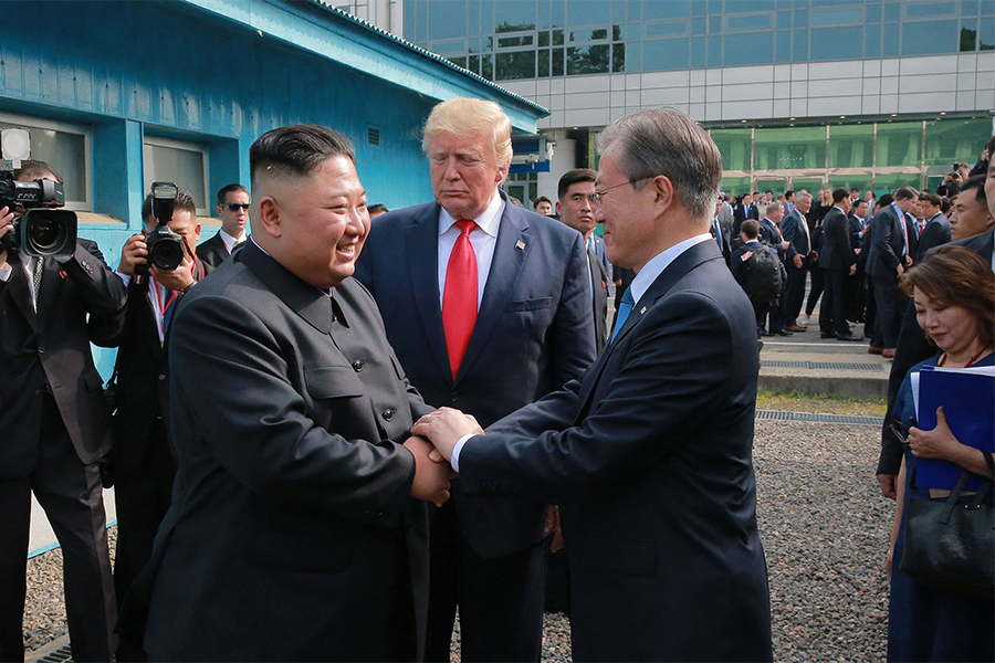 President Moon Jae-in helped facilitate talks which resulted in groundbreaking summits between then-US president Donald Trump and Kim, but the efforts collapsed in 2019. (Credits: KCNA VIA KNS / AFP)