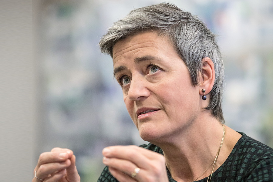 Margrethe Vestager, the European Union’s top antitrust enforcer, in Brussels on Nov. 11, 2019. Nations are accelerating efforts to control data produced within their perimeters, disrupting the flow of what has become a kind of digital currency. (Credits: Ans Brys/The New York Times)