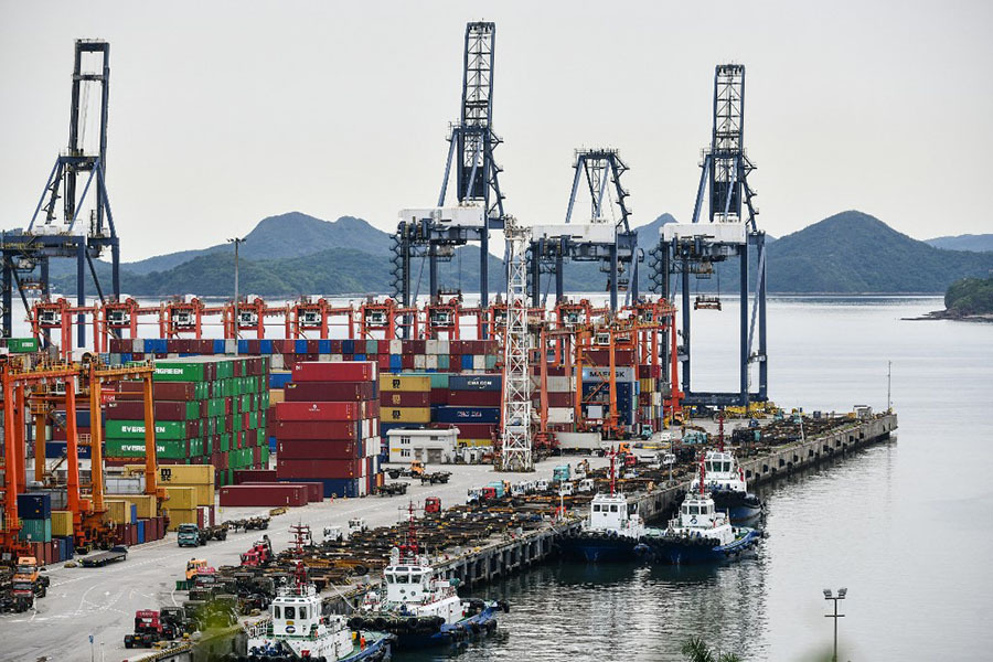 This aerial photo shows a view of Yantian port in Shenzhen in China's southern Guangdong province. Image: AFP / China OUT

