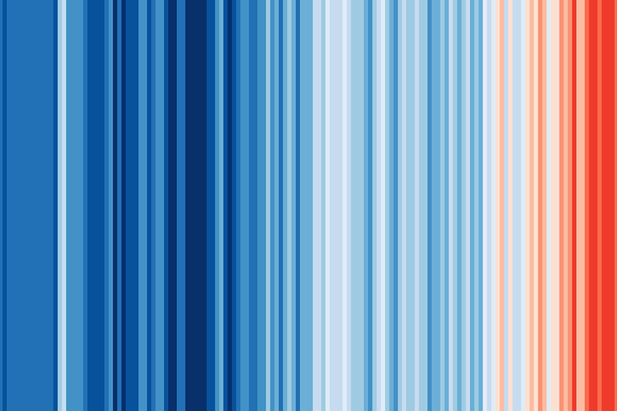 'Warming stripes' have become the new symbol representing global warming. 'Warming stripes' have become the new symbol representing global warming.
Image: Ed Hawkins / University of Reading 