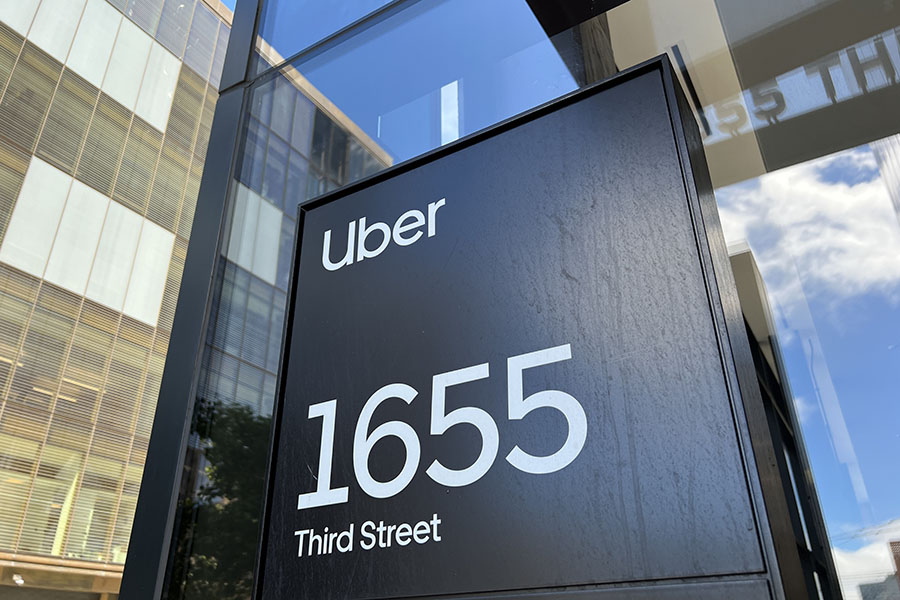 Sign for Uber at the company's headquarters in San Francisco, California. Image: Gado/Getty Images

