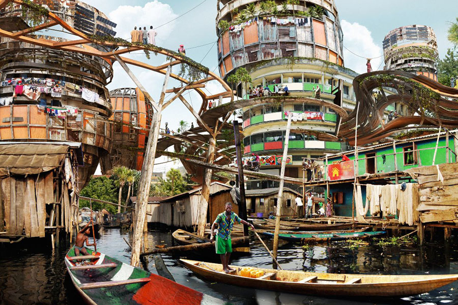 Olalekan Jeyifous imagined what Lagos would look like in 2050 in his 