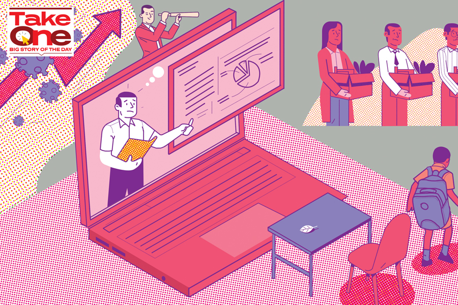 With schools now operating through physical classes and their own online material, edtech players, especially in the K-12 segment, are having a hard time attracting new customer base
Illustration: Sameer Pawar