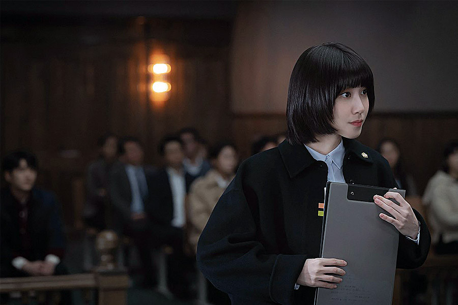 This undated handout image obtained on August 30, 2022 from Netflix in Seoul shows South Korean actress Park Eun-bin playing a role of the high-functioning autistic lawyer Woo Young-woo in K-drama 