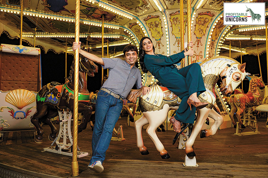 Asish Mohapatra, co-founder and CEO, OfBusiness; co-founder, Oxyzo and Ruchi Kalra, co-founder and CEO, Oxyzo; co-founder, OfBusiness Image: Neha Mithbawker For Forbes India; Location Courtesy: Magic Carousel, Imagicaa Theme Park