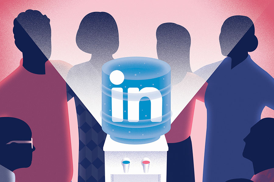 “This isn’t Facebook,” users of LinkedIn complain. But others are finding it a valuable place to talk about much more than work. (Neil Webb/The New York Times)
