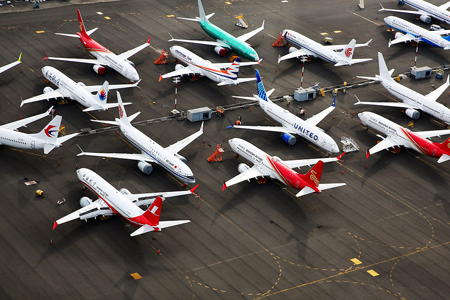An aerial view of several Boeing 737 MAX airplanes parked at King County International Airport-Boeing Field in Seattle, Washington, U.S, June 1, 2022.
Image: Lindsey Wasson / Reuters