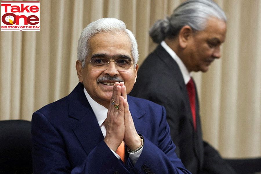 Reserve Bank of India (RBI) Governor Shaktikanta Das and deputy governor Michael Patra attend a news conference after a monetary policy review in Mumbai, India, April 6, 2023.
Image: Francis Mascarenhas / Reuters