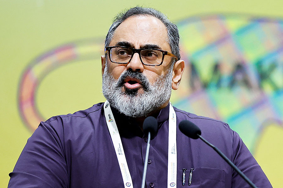 Rajeev Chandrasekhar, Minister of State for Electronics and Information Technology; Image: Reuters/Amit Dave