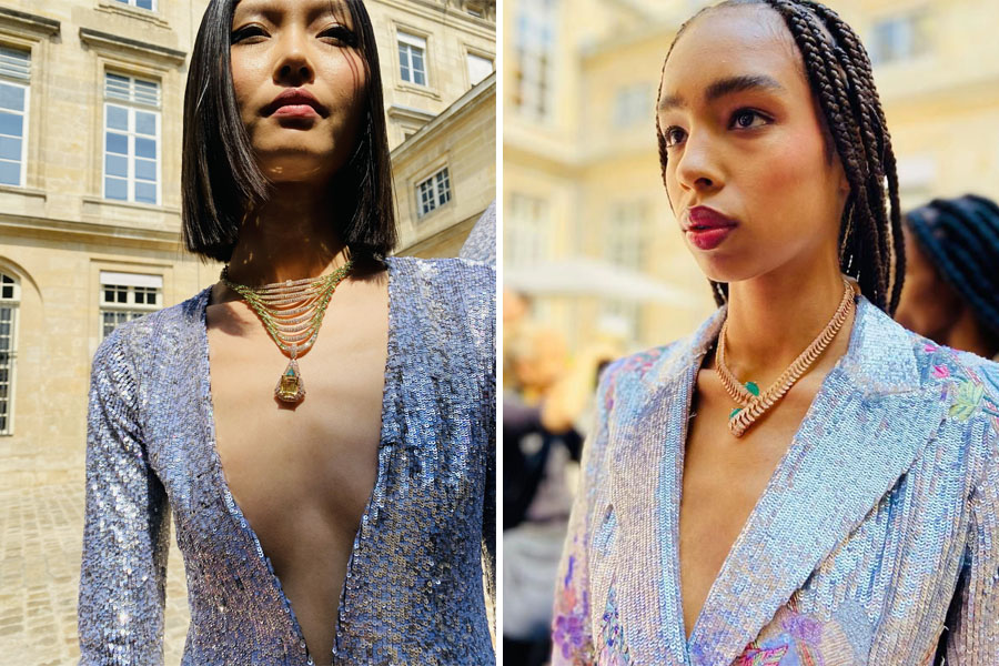 Tanishq unveiled ‘Tales of Mystique’ collection inspired by Rajasthan’s architectural beauty and cityscape at Paris Haute Couture week. Image credit: Tanishq.