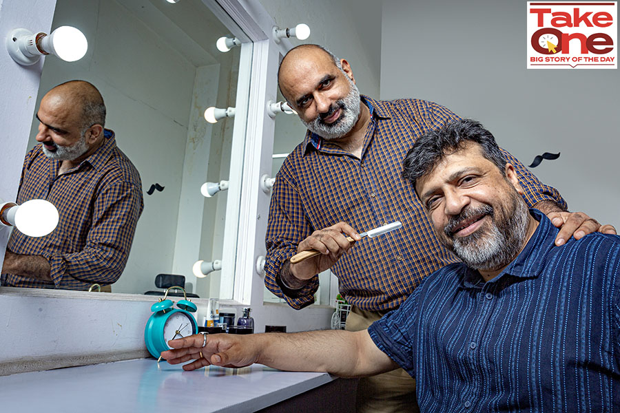 Rajat Tuli (left) and Rahul Anand, co-founders, Ustraa, an online brand offering men's grooming products.
Image: Madhu Kapparath