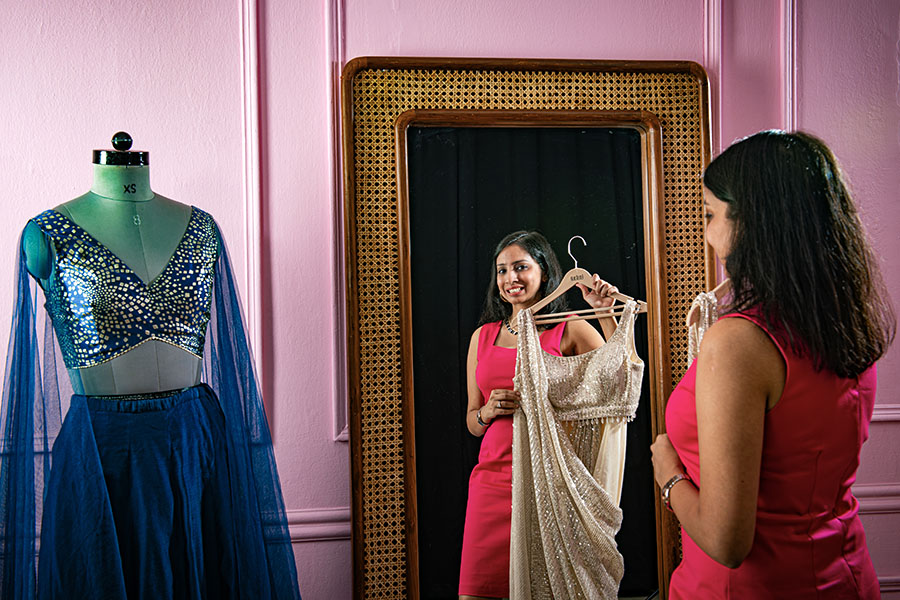 Shivani Poddar, Co-founder and CEO, FabAlley and Indya at her office studio in Noida. 16th August, 2023. 
Image: Amit Verma