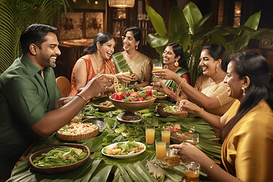 AI-generated image: While the menu strays from a traditional Onam sadhya, it aims to represent more than just the Malayali community of Kerala. It looks to highlight the state’s diversity, which includes, for instance, its Muslim and Christian populace too.