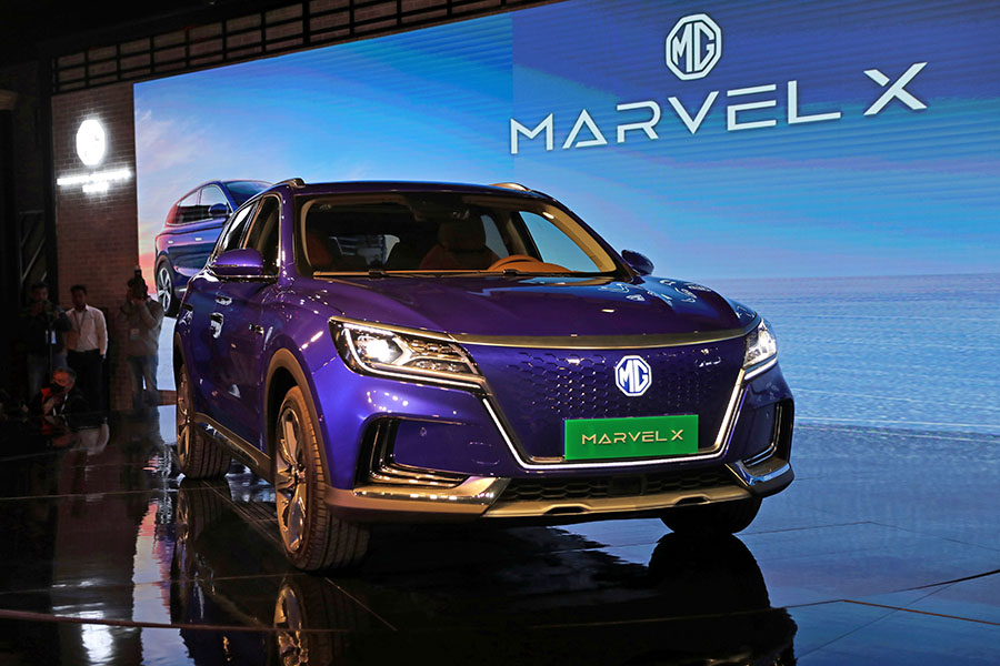 (File photo) MG Motors Marvel X electric SUV is on display after it was unveiled at the India Auto Expo 2020 in Greater Noida, India, February 5, 2020. Image: REUTERS/Anushree Fadnavis