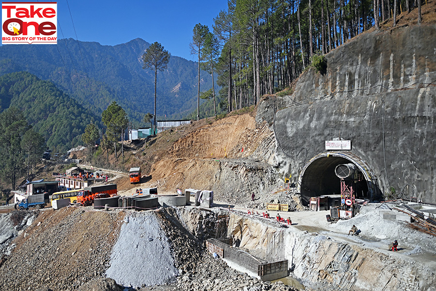 The 20 previous collapses at Silkyara, where miners were rescued after 41 days being trapped under a tunnel collapse, indicate that the fragile Himalayan area faces existential decline. The process of its decline constitutes clear and present danger to those who live and work there and to its irreplaceable biodiversity and species. 
Image: Sajjad Hussain / AFP 