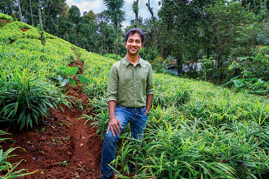 PC Musthafa, co-founder and CEO, iD Fresh Food, at one of the ginger farms where his father and he worked in Chennalode village, Wayanad, Kerala
Image: Arun Chandrabose for Forbes India
