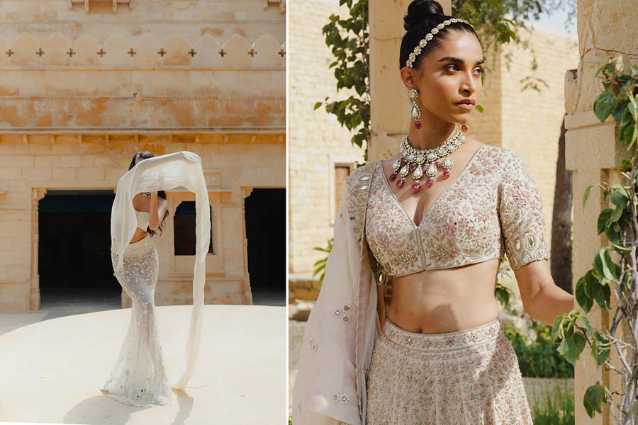 Bridal palette has shifted to ivory and gold. Image credit: Arpita Mehta