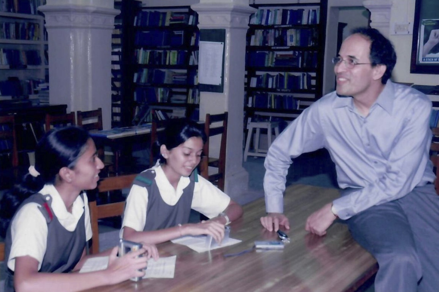 Microsoft CEO Satya Nadella interacting with students of The Hyderabad Public School during a science and tech event 30th September, 2011.