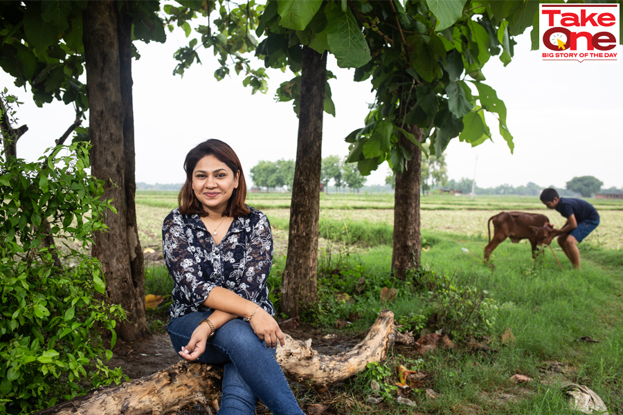 Shreedha Singh, co-founder & CEO, The Ayurveda Company, at her family home in Karanda village, Ghazipur district, Uttar Pradesh. T.A.C makes beauty and wellness products based on Ayurveda. Image: Madhu Kapparath
