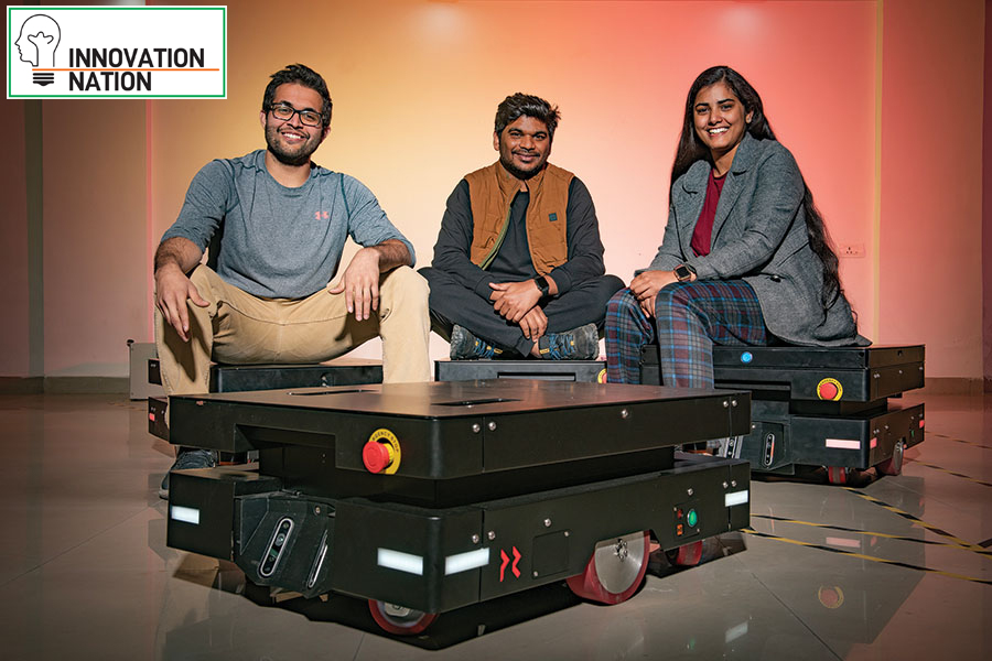 
(From left) Rishabh Agarwal, Alok Kumar, and Tanya Raghuvanshi, co-founders at Peer Robotics
Image: Amit Verma