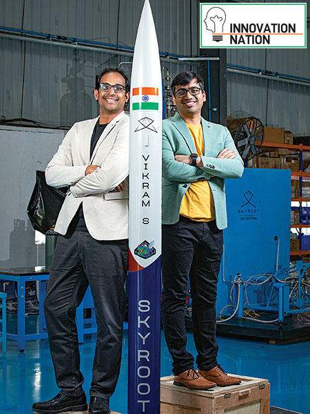 Naga Bharath Daka (left) and Pawan Kumar Chandana, co-founders, Skyroot Aerospace
Image: Chennoju Kranthi for Forbes India