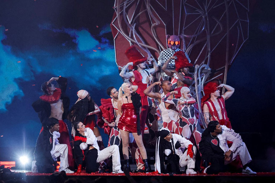 Anne-Marie performs on stage during the BRIT Awards 2022 ceremony and live show, in London, on February 8, 2022. Image: Tolga Akmen / AFP