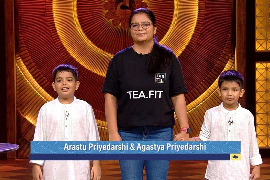 Post the Shark Tank fame, TeaFit has already accelerated its product launches and distribution strategies. Image: Jyoti Bharadwaj with her sons Arastu and Agastya Priyedarshi