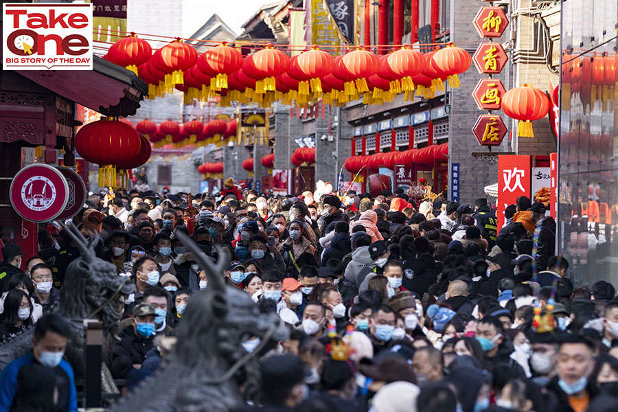 After three years, the 15-day spring festival—which started with Lunar New Year celebrations on January 22—is being celebrated without draconian Covid-19  restrictions in China, as the government ‘reopened’ the economy Image: VCG via Getty Images
