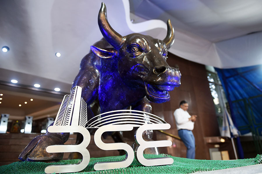 Gaining for the fifth straight session the Sensex moved past 65,000 on account of strong flows from institutional investors
Image: Indranil Aditya/Bloomberg via Getty Images