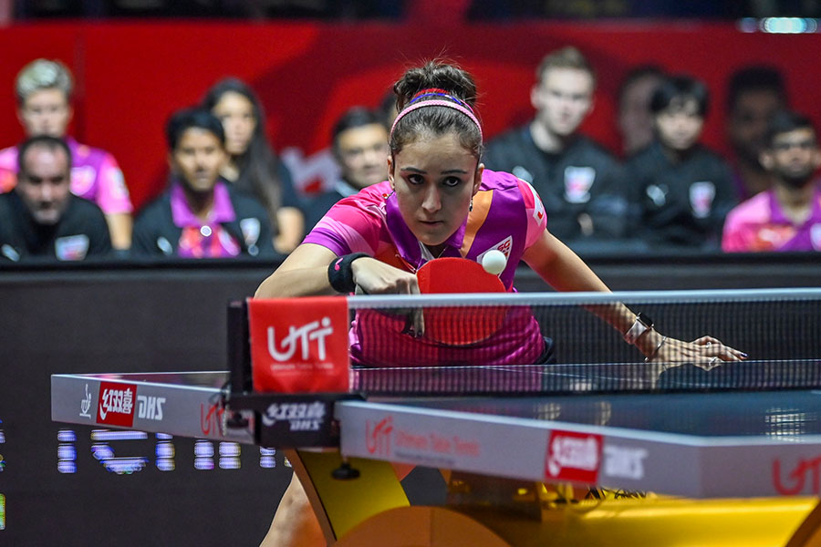 Star Indian paddler Manika Batra in action during season 3 of Ultimate Table Tennis Image: Courtesy Ultimate Table Tennis