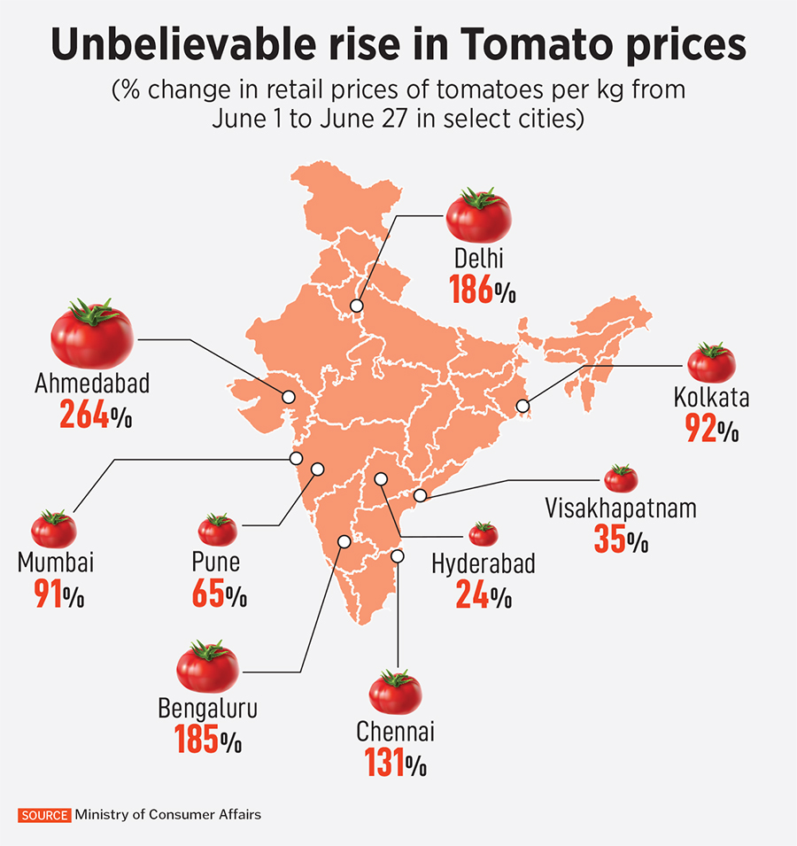 Rise in tomatoes prices has had a profound effect on countless households. Image: Debajyoti Chakraborty/NurPhoto via Getty Images