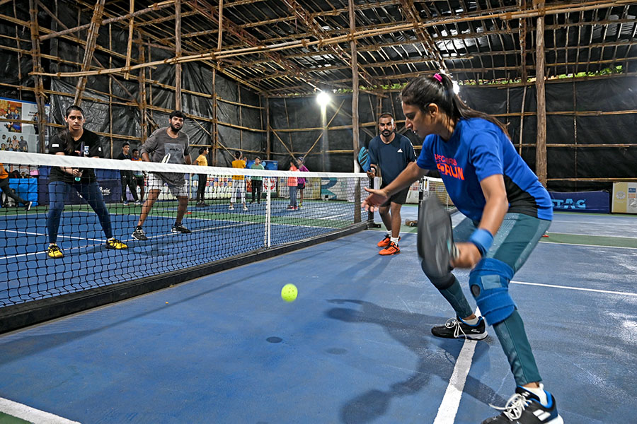 Pickleball players practise at the Prabodhankar Thackeray Krida Sankul in Vile Parle (East), Mumbai.
Image: Swapnil Sakhare for Forbes India