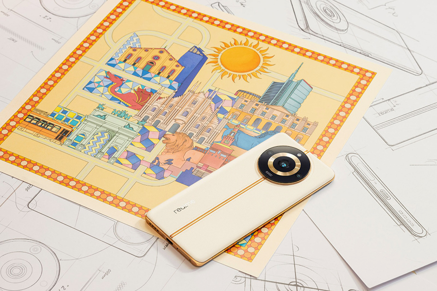 The main colour of the phone cover was defined by the initial print design created by Matteo Menotto, using the architecture of the city of Milan as inspiration