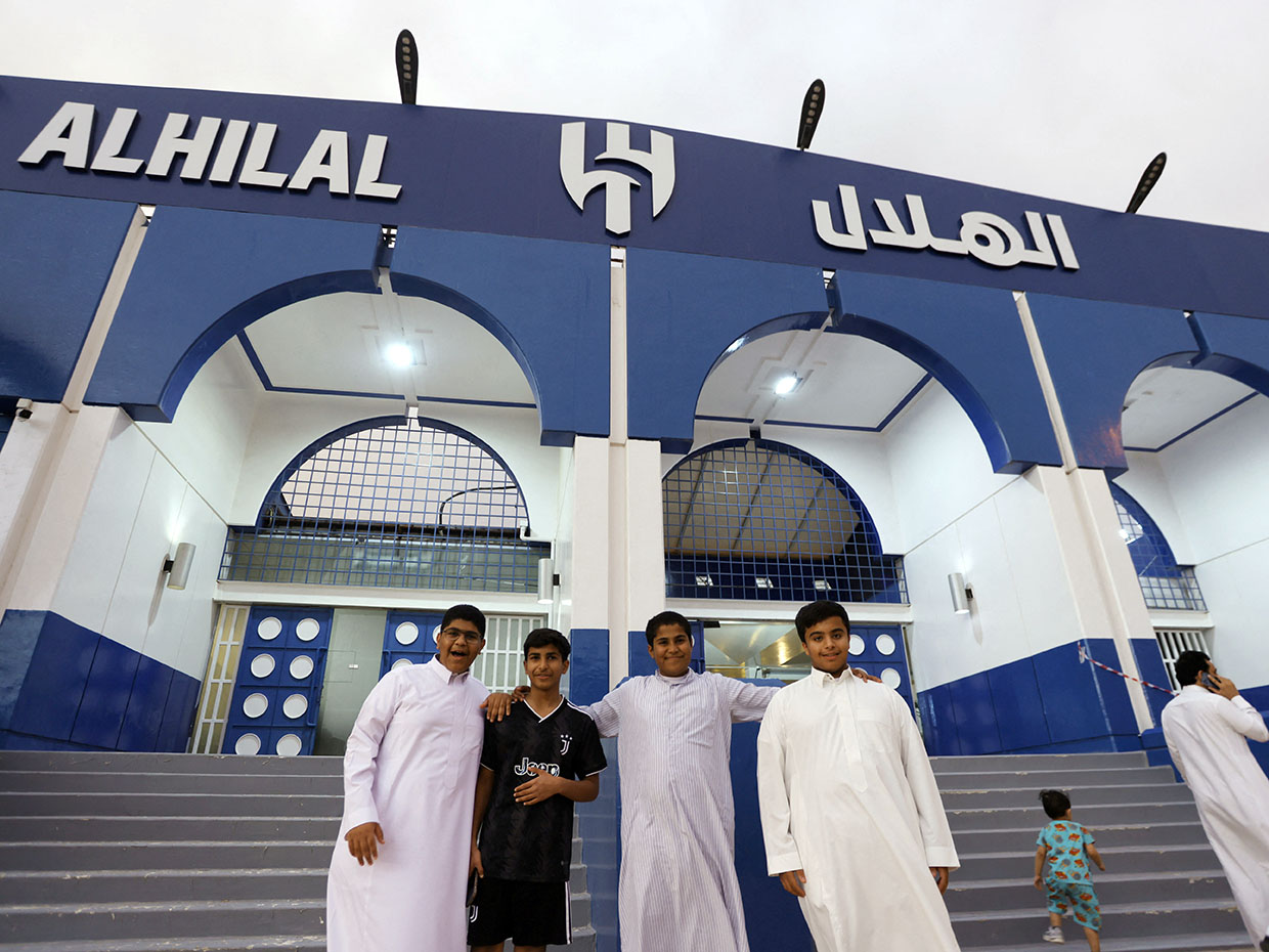 Fans outside Al-Hilal Football Club, Riyadh, Saudia Arabia. Image: Ahmed Yosri / Reuters