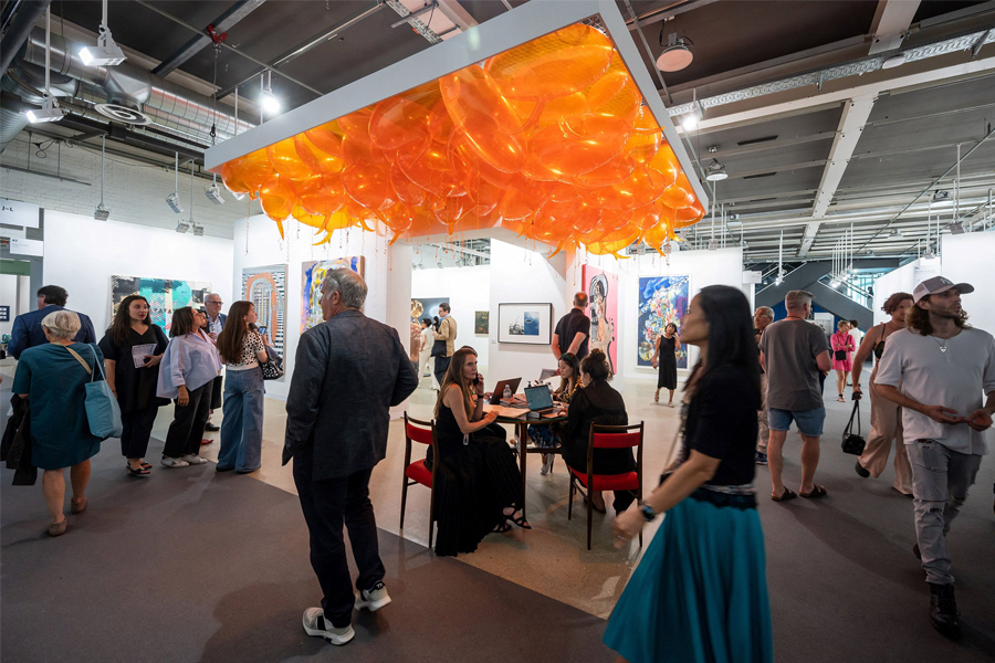 
General view of the Pilar Corrias contemporary art gallery during the Art Basel fair for Modern and contemporary art, in Basel, on June 13, 2023. Image: Fabrice Coffrini / AFP 