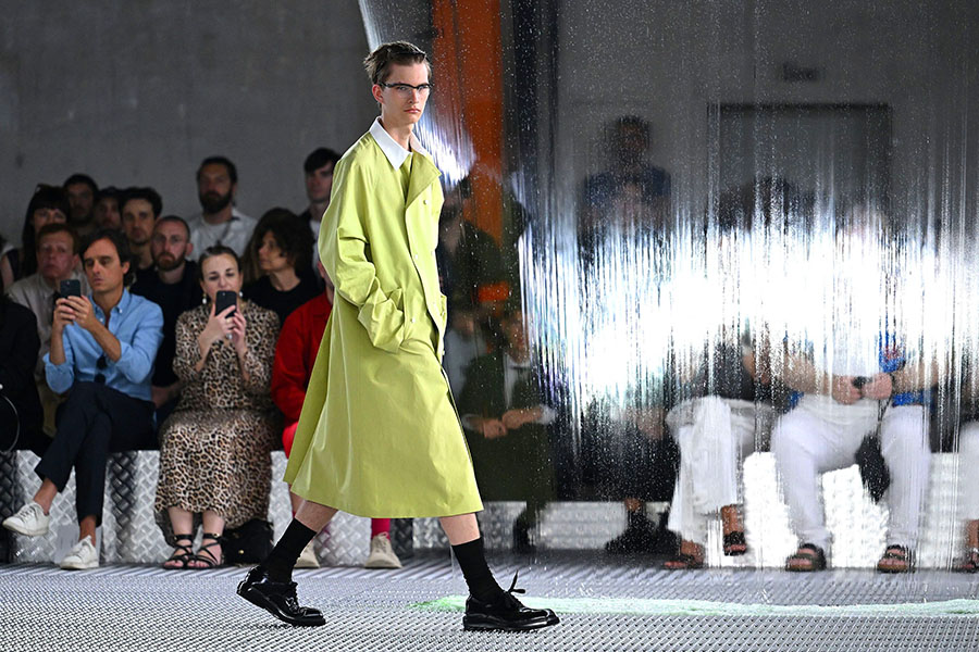 A model presents a creation for Prada Men's Spring - Summer 2024 fashion show as part of the Fashion Week in Milan, on June 18, 2023.
Image: Andreas Solaro / AFP 