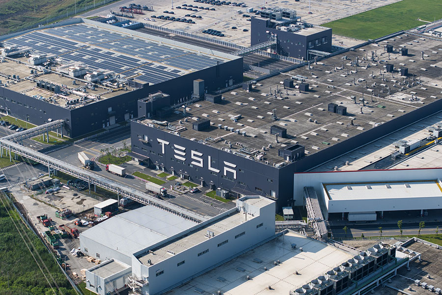 Aerial view of Tesla Shanghai Gigafactory on June 2, 2023 in Shanghai, China. Photo by VCG via Getty Images